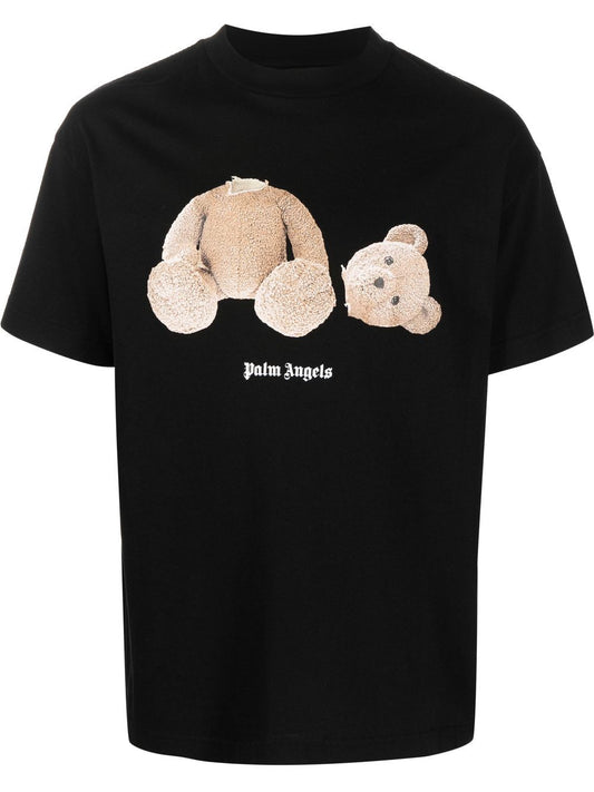 Palm Angels logo bear print black