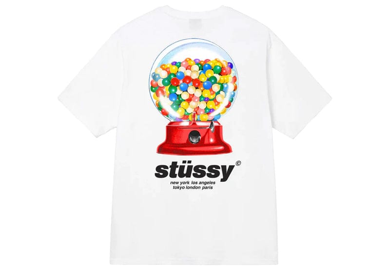 STUSSY GUMBALL TEE- WHITE